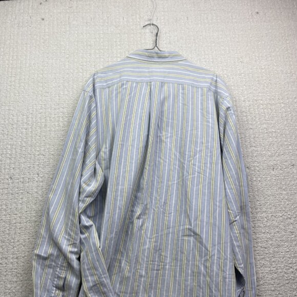 Vintage LL Bean Shirt Men XXL Tall Pastel Blue Green Stripes Oxford Button Down - Picture 10 of 11